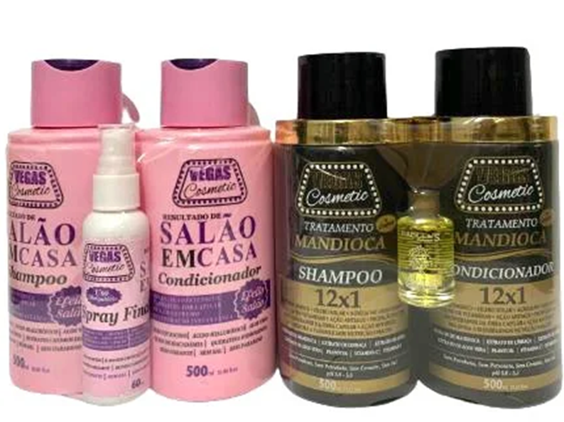 Vegas-kit salão em casa mais kit mandioca 12x1 nutri/repara em oferta!
